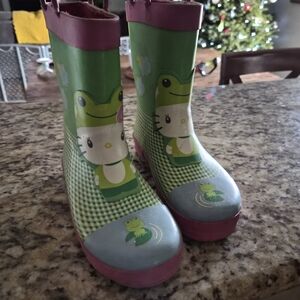 Western Chief Green and Pink Kids Boots